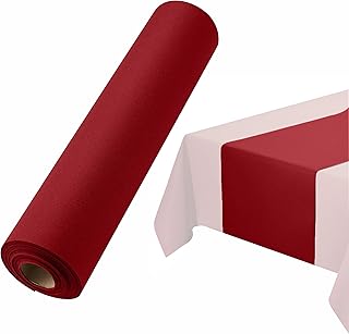 Disposable Table Runner for Dining Table, 16" 20-Pack Linen-Like Burgundy Paper Table Runners for Party, Wedding Or Event