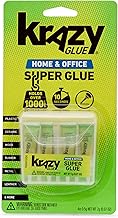 Krazy Glue Home & Office Superglue Singles, 4 x 0.5 g Tubes, Fine Tip Single-Use Adhesive for Plastic, Ceramic, Wood, Rubber, Metal & More, Clear and Fast-Drying, Holds Over 1000 Lbs*