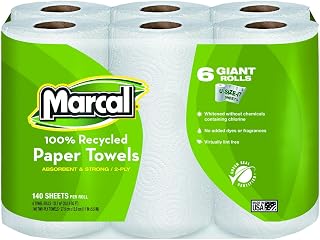 Marcal 6181PK 100% Recycled Roll Towels, 5 1/2 x 11, 140 Per Roll (Case of 6 Rolls)