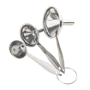 Stainless Steel Funnel Set of 3 on Ring by Tablecraft – 6.75, Stainless Steel, S, Pack of 3, Model 13422
