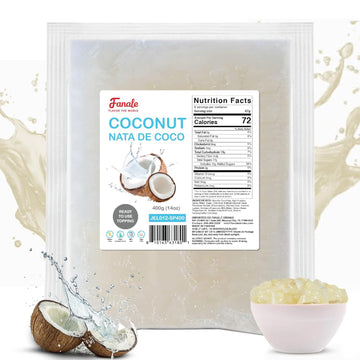 Coconut Jelly Topping nata de coco for Bubble Tea 400 g | Coconut Flavor Jelly | for Boba Tea by Fanale – 400 g (Pack of 1)