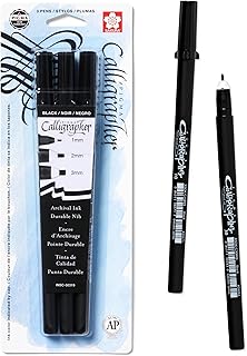 Sakura 50319 3-Piece Pigma Blister Card Calligrapher Pen Set, Black