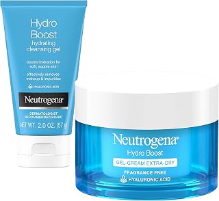 Neutrogena Hydro Boost Water Gel Fragrance-Free Facial Moisturizer, 1.7 fl. oz, Hydro Boost Hydrating Facial Cleansing Gel with Hyaluronic Acid, 2 oz, Travel Size