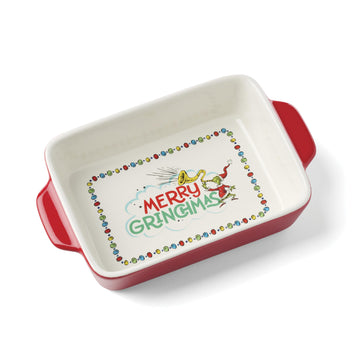 Merry Grinchmas Mini Rectangular Baking Dish by Lenox – 1 Count, 0.5 quarts, Stoneware, Multicolor, Model 898257