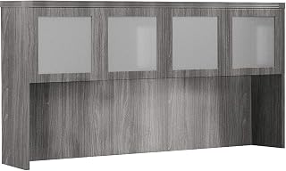 Safco Mayline AHG72LGS Aberdeen 72" Hutch Cabinet with Glass Doors, Gray Steel Tf