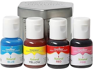 Chefmaster Natural Liqua-Gel Food Coloring Kit - Natural Gel Food Coloring - 4 Count Pack - Plant-Based Ingredients, Naturally Vibrant Colors, Blends Easily - Made in the USA