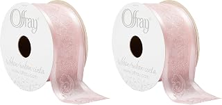 Berwick Offray 148332 1.5" Wide Sheer Edge Satin Craft and Decorative Ribbon, 9-Foot Spool, Pink Swirl Hearts (Pack of 2)