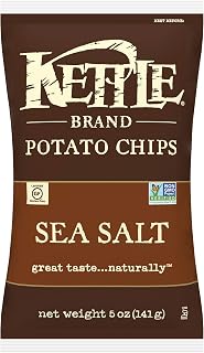 Kettle Brand Potato Chips, Sea Salt, 5 Ounce Bags (Pack of 15)