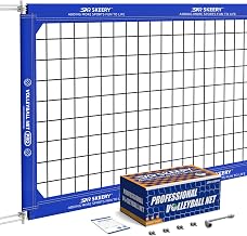 Professional Volleyball Net,Official Size 32×3.3FT,Equipped with Double Steel Cables with 3.3FT Double Side Bars,Portable Volleyball Net for Backyard,School,Courts(PRO)