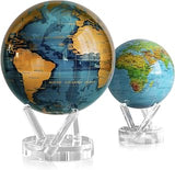 MOVA Globe Bundle – Blue and Gold 8.5" + Blue Relief Map 4.5" | Rotating Solar-Powered Desk Globes | No Batteries or Cords | Educational Decor Gift