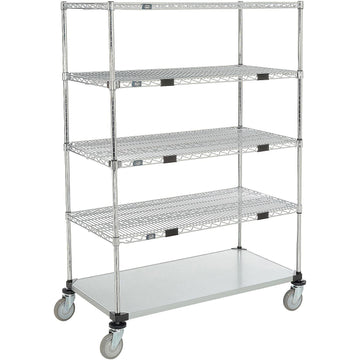 Open Sided Wire Exchange Truck by Nexel – 48"L x 24"W x 69"H, 12-Gauge Steel, Chrome, Model 558807A