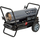 Workhorse , 140K or 180K BTU Kerosene Forced Air Heater by Dyna-Glo – 47.44"L x 23.13"W x 33.44"H, Steel, Gray, Model KFA180WH
