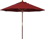 California Umbrella 9' Round Hardwood Frame Market Umbrella, Stainless Steel Hardware, Push Open