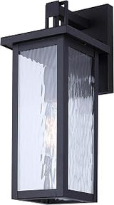 Canarm Shana 1-Light Outdoor Lantern, 16-Inch Black Wall Mount with Textured Glass, Durable Wet-Rated Lighting for Porch, Patio and Entryway
