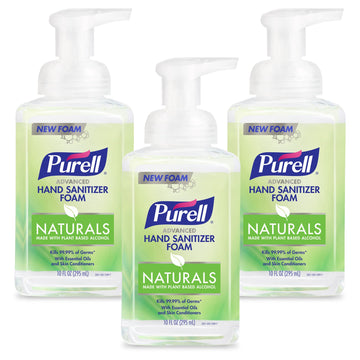 Naturals Hand Sanitizer Foam by Purell – 10 Fl Oz (Pack of 3), clear, Pack of 3, Model 3001-06-EC