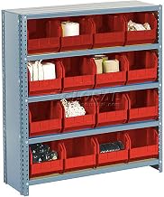 Global Industrial Closed Bin Shelving w/11 Shelves & 42 Red Bins, 36x12x73