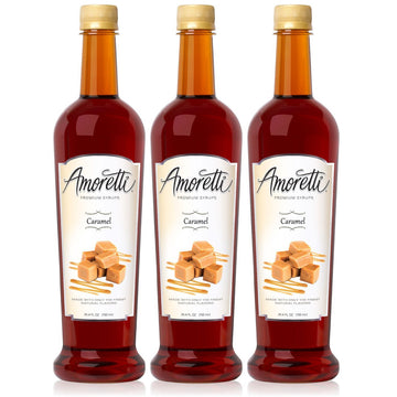 Premium Caramel Syrup 750ml 3 Pack by Amoretti – 38.88 Ounce (Pack of 3), Pack of 3, Model 00-WW7O0Y-11