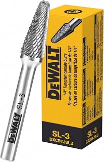 Single DEWALT Carbide Burr Size SL-3 with 1/4" Shank (DXCBTJSL3) | C10 tungsten carbide double-cut burr for steel, cast iron, stainless, and hardwood grinding.
