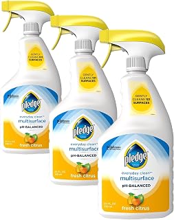 Pledge pH-Balanced Multisurface Cleaner Spray for Everyday Care, Fresh Citrus Scent, 25oz (Pack of 3)