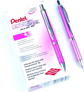 Pentel 0.7 mm Tip "EnerGel Sterling Black Ink" Pen - Pink (Pack of 12)