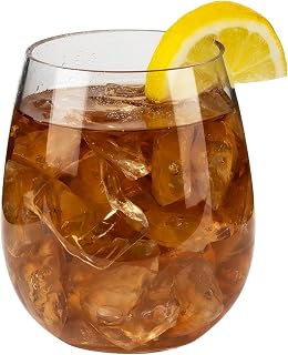 Carlisle FoodService Products Alibi Plastic Stemless Wine Glass for Home, Kitchen, and Restaurant, San, 17 Ounces, Clear, (Pack of 24)
