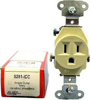 Legrand-Pass & Seymour 5251ICC8 Spec Grade Single Receptacle 15-Amp 125-volt, Ivory