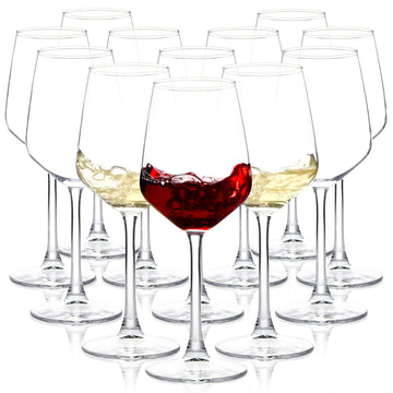 Shyrc Wine Glasses, 12oz Clear with Long Stem, Set of 12