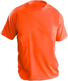 OccuNomix Mens Short Sleeve - 3.8 Oz Wicking Birdseye Safety Shirts, Orange (High Visibility), Medium US