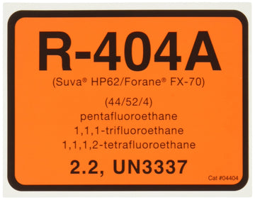 R-404A Color Coded Refrigerant ID Label () by Diversitech – 4.25 inches x 5.75 inches, Vinyl, Orange, Model 04404
