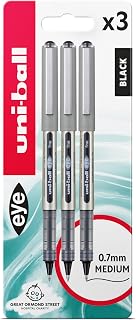 Uni-Ball Eye Rollerball Pens, 0.7 mm Fine Tip, Black (3-Pack) | Smooth, Consistent Writing, Comfortable Grip, Fade & Water Resistant Ink, Ideal for School & Office Use