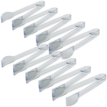 Fineline settings Disposable Black 7" | Clear |Pack of 48 Plastic Tong, 7 inch (RET-3307-CL)