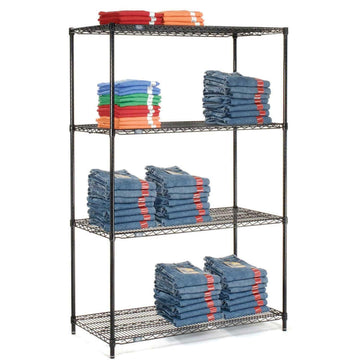 5 Tier Black Epoxy Wire Shelving Starter Unit by Nexel – 5, Plastic, Black, Model 18366B5