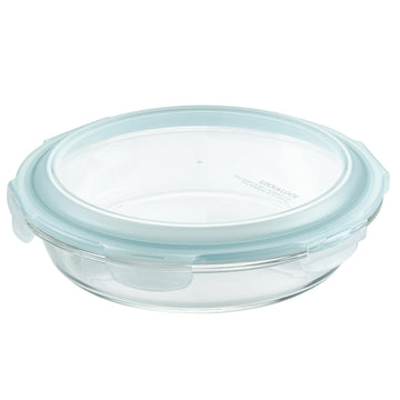 LocknLock Glass Pie Dish with Lid, 9.5 Inch Round, Clear