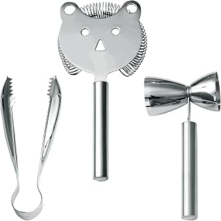 WMF Faces Bar Set 3-Piece (Strainer, Ice Tongs, Bar Measure)