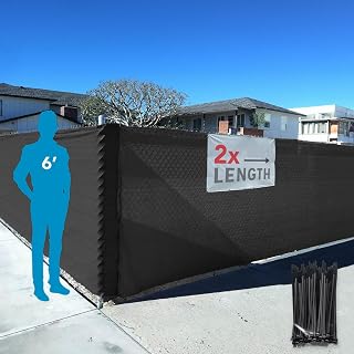 FenceScreen 6ft x 100ft Black Fence Privacy Screen Raw - 85% Blockage | Windscreen for Temporary Fence with 100 Fence Fasteners Included | Heavy Duty | UV & Weather Resistant | Easy Install