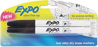 EXPO Low-Odor Dry-Erase Marker, Ultra Fine Point, Black, 2/Pack