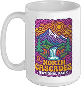 North Cascades National Park Groovy, North Cascades Ceramic Mug, White, 15oz
