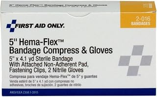 First Aid Only 2-016-001: Hema-Flex 5"X9" Bandage Compress, 2 Nitrile Gloves