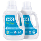 Laundry Detergent Liquid by ECOS – 50 Fl Oz (Pack of 4), Free & Clear, 50oz 2Pk, Pack of 4, Model 9764/136C