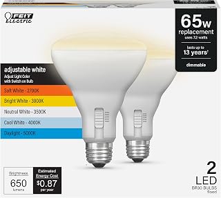 Feit Electric BR30 LED Light Bulb 5CCT Dimmable - 65W Equivalent 2 Pack