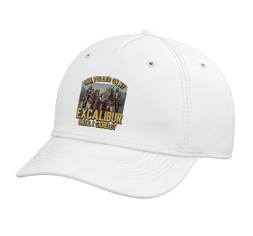 She Pulled On My Excalibur Until I Camelot Funny Medievalpun Adjustable Printed Baseball Hat by Funny Adult Humor Medieval Knight Pun Excalibur Ca – Cotton, White