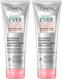 Glossing Sulfate Free Shampoo with Glycolic Acid, Hair Care for Lasting Shine and Smoothness for Dull, Dry Hair, EverPure, 6.8 Fl Oz, (Pack of 2)