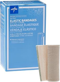 Medline Non-Sterile Matrix Elastic Bandages with Self-Closure, Stretched, 6" x 5 yd. (15.2 cm x 4.6 m), Ideal for Wound Care, Pack of 1