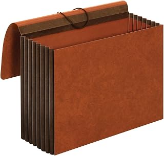 Pendaflex File Wallets, Heavy Duty, 5-Pack, Letter Size, Extra Wide, 7" Expansion, Brown, Elastic Cord Closure, Reinforced Covers for Secure Home Office Document Storage