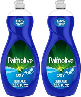 Palmolive Ultra Oxy Liquid Dish Soap, Deep Grease Cutting, No Soaking Needed, Powerful on Plastics, Dishwashing Liquid, 32.5 fl oz (Pack of 2)