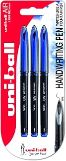 Uni-Ball UBA-188M Fountain Pen Tip 0.5mm Air Rollerball Pens, Blue Gel, 3 Pack
