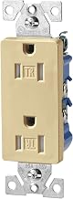 The Eaton TR1107V-SP-L Tamper Resistant Decorator Duplex Receptacle with 15-Amp, 125-Volt, NEMA 5-15R, Ivory