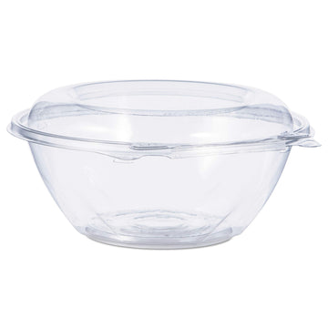 24 oz SafeSeal Tamper-Evident Clear PET Plastic Bowl with Hinged Dome Lid by DART – 24 oz. Bowl with Hinged Dome Lid, 24.0 fluid_ounces, Polyethylene Terephthalate (PET), Clear
