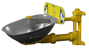 Safety Eye/Face Wash with Stainless Steel Bowl by Bradley – Galvanized Steel Protected with, Yellow, Model S19224B