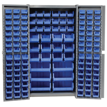 Deep Door Bin Cabinet by Global Industrial – 38 inches x 24 inches x 72 inches, 16 Gauge Steel, Blue, Model 662147BL